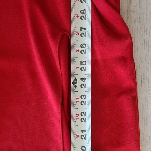 ASOS Satin One Shoulder Strappy Red Maxi Dress w/ Slit NEW 4 Dance Party Formal - Picture 9 of 11